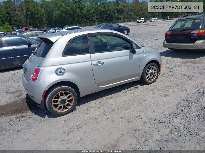2013 Fiat 500 Pop VIN: 3C3CFFAR7DT603181 Lot: 42609018