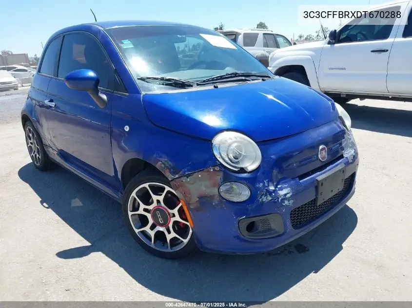 2013 Fiat 500 Sport VIN: 3C3CFFBRXDT670288 Lot: 42647470