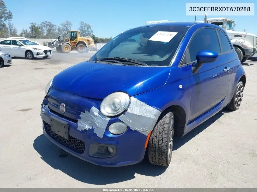 2013 Fiat 500 Sport VIN: 3C3CFFBRXDT670288 Lot: 42647470