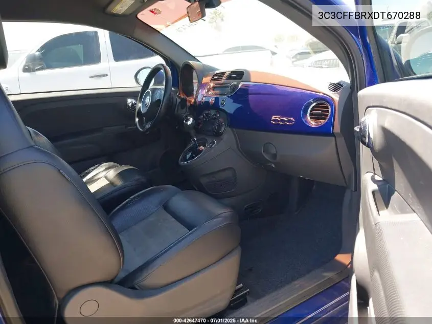 2013 Fiat 500 Sport VIN: 3C3CFFBRXDT670288 Lot: 42647470