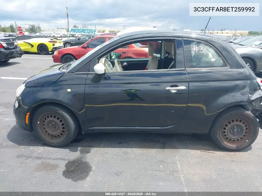 2014 Fiat 500 Pop VIN: 3C3CFFAR8ET259992 Lot: 42514337