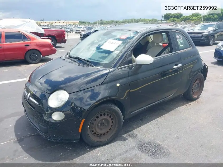 2014 Fiat 500 Pop VIN: 3C3CFFAR8ET259992 Lot: 42514337