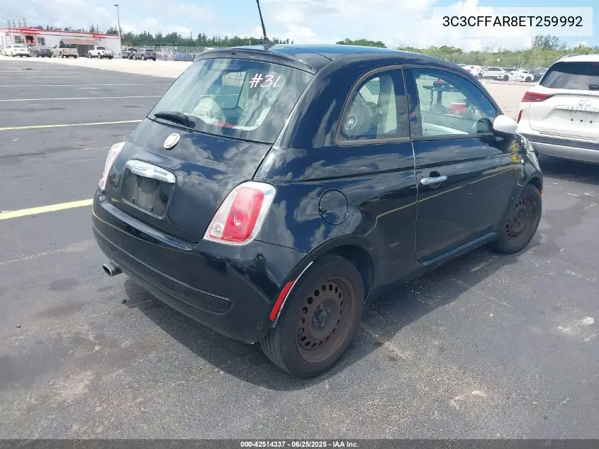 2014 Fiat 500 Pop VIN: 3C3CFFAR8ET259992 Lot: 42514337