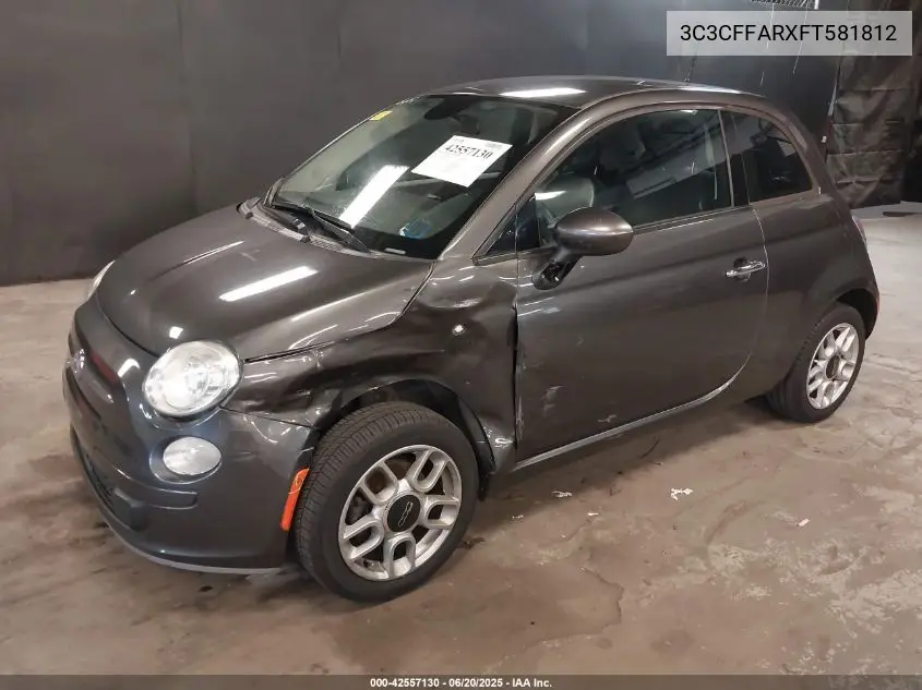 2015 Fiat 500 Pop VIN: 3C3CFFARXFT581812 Lot: 42557130