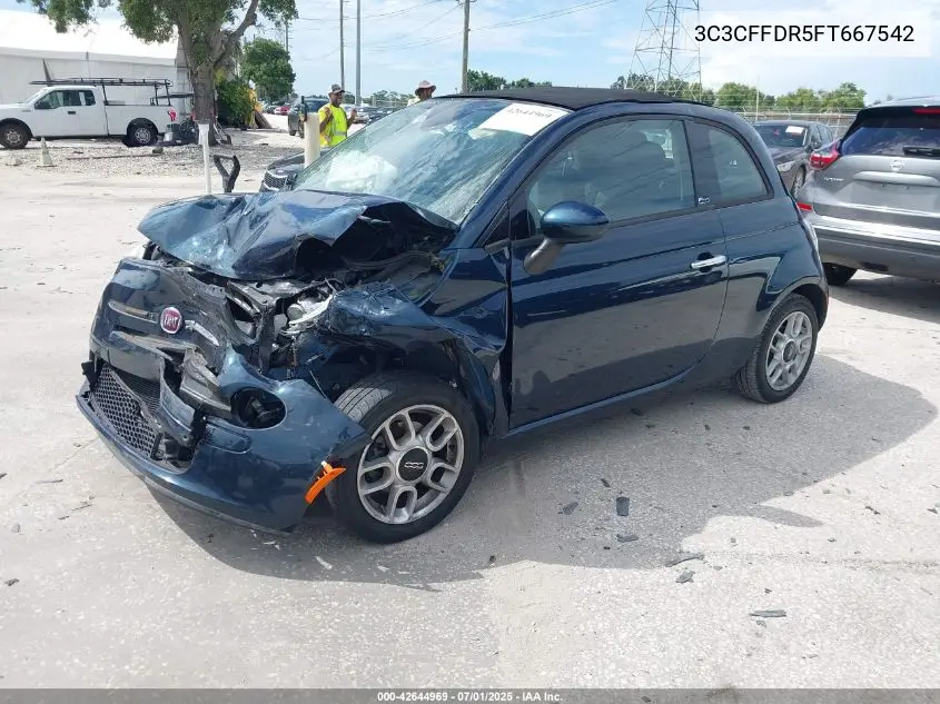 2015 Fiat 500C Pop VIN: 3C3CFFDR5FT667542 Lot: 42644969