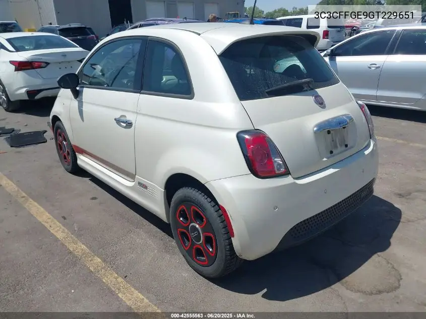 2016 Fiat 500 Battery Electric VIN: 3C3CFFGE9GT229651 Lot: 42555563
