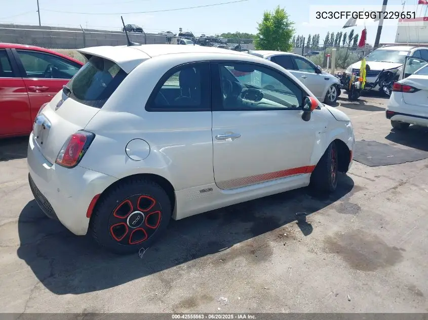2016 Fiat 500 Battery Electric VIN: 3C3CFFGE9GT229651 Lot: 42555563