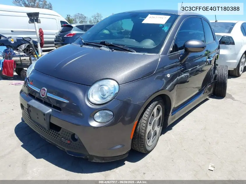 2016 Fiat 500E Battery Electric VIN: 3C3CFFGE4GT180388 Lot: 42627917