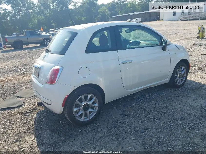 2017 Fiat 500 Pop VIN: 3C3CFFKR8HT580188 Lot: 42581565