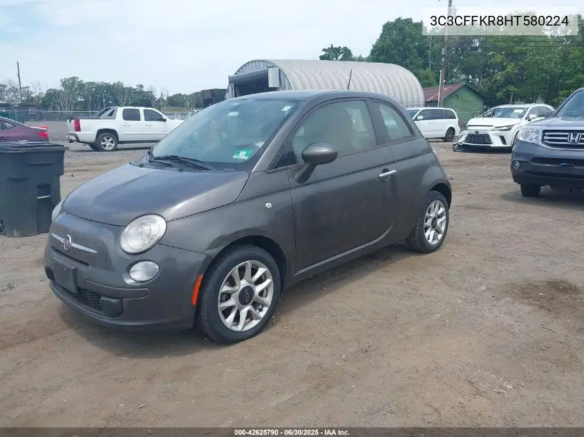 2017 Fiat 500 Pop VIN: 3C3CFFKR8HT580224 Lot: 42625790