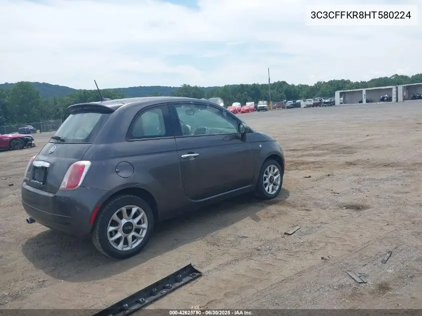 2017 Fiat 500 Pop VIN: 3C3CFFKR8HT580224 Lot: 42625790
