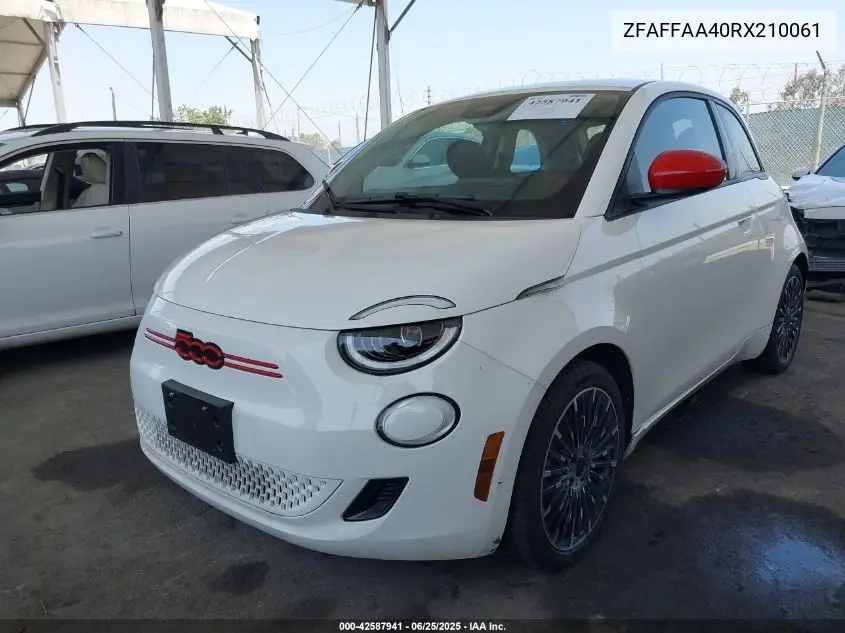 2024 Fiat 500E Inspi(Red) Fwd VIN: ZFAFFAA40RX210061 Lot: 42587941