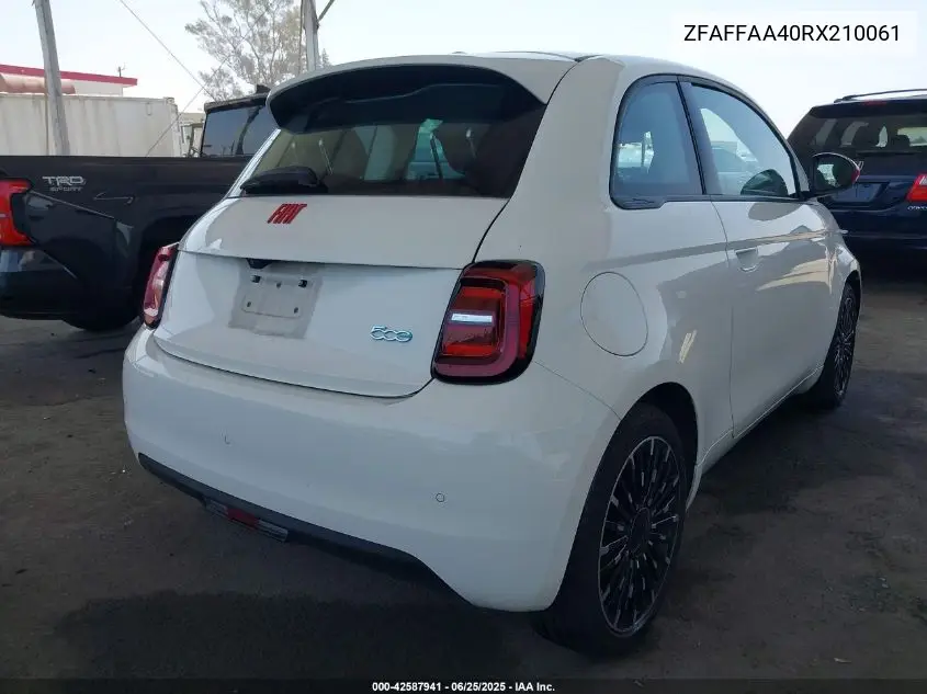 2024 Fiat 500E Inspi(Red) Fwd VIN: ZFAFFAA40RX210061 Lot: 42587941