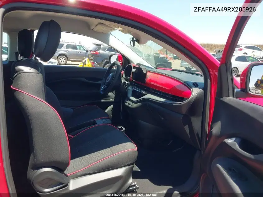 2024 Fiat 500E Inspi(Red) Fwd VIN: ZFAFFAA49RX205926 Lot: 42620189
