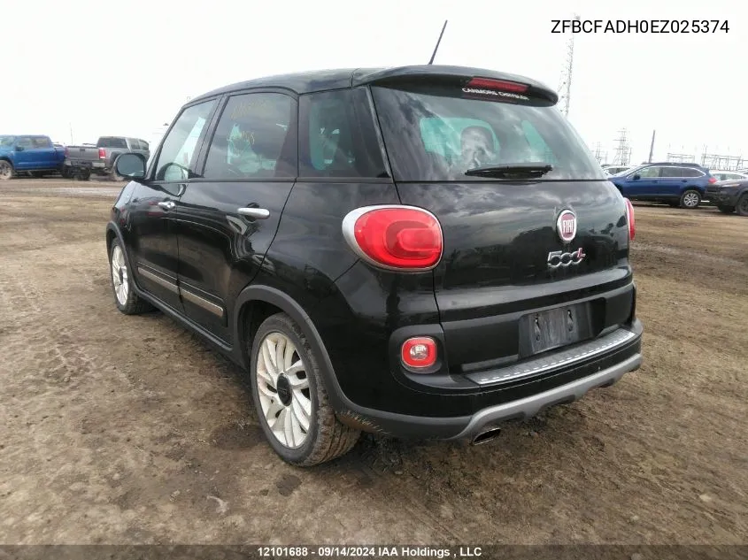 2014 Fiat 500L Trekking VIN: ZFBCFADH0EZ025374 Lot: 12101688