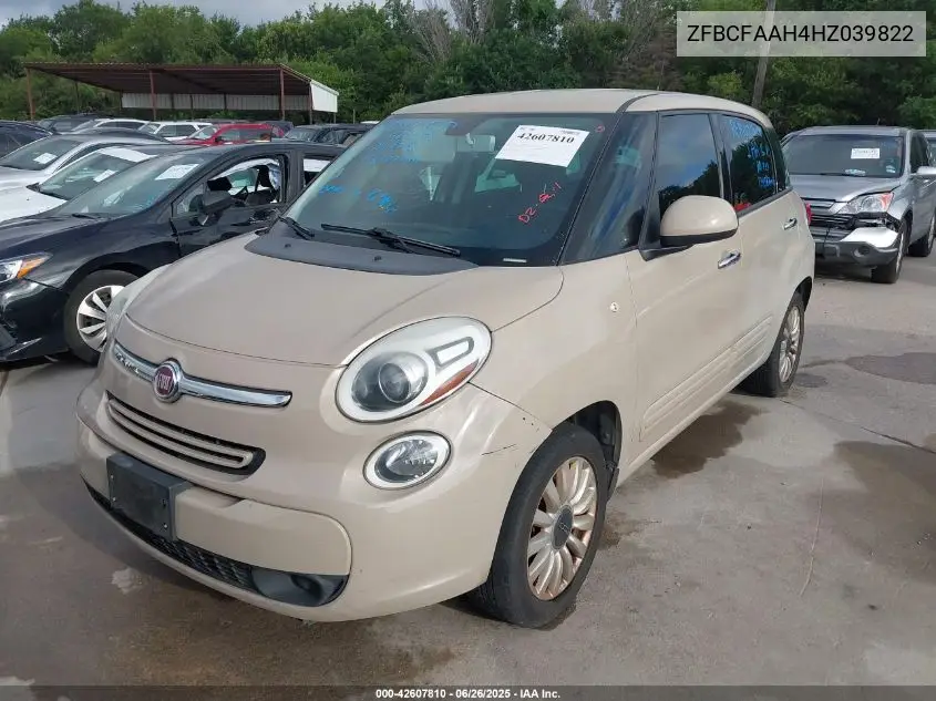 2017 Fiat 500L Pop VIN: ZFBCFAAH4HZ039822 Lot: 42607810
