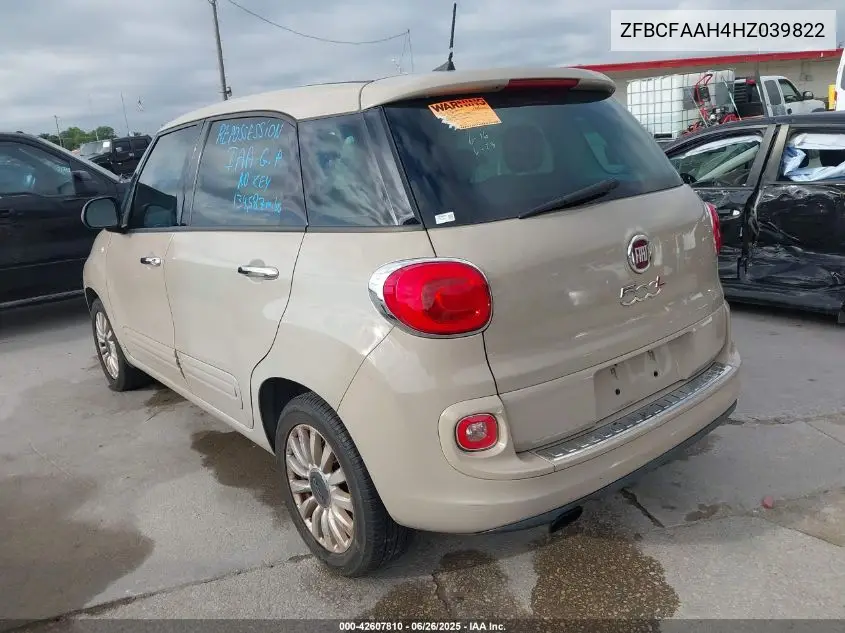 2017 Fiat 500L Pop VIN: ZFBCFAAH4HZ039822 Lot: 42607810