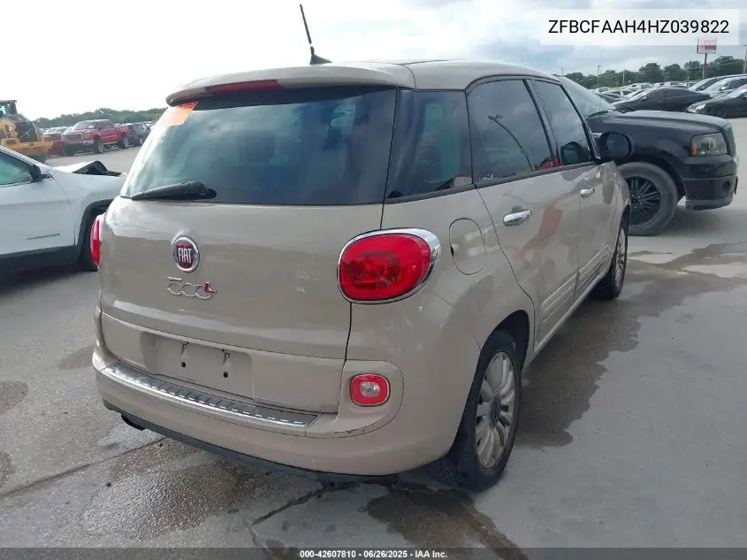 2017 Fiat 500L Pop VIN: ZFBCFAAH4HZ039822 Lot: 42607810