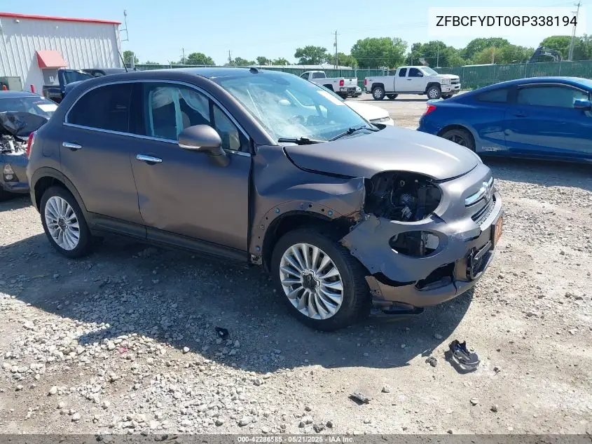 2016 Fiat 500X Lounge VIN: ZFBCFYDT0GP338194 Lot: 42286585