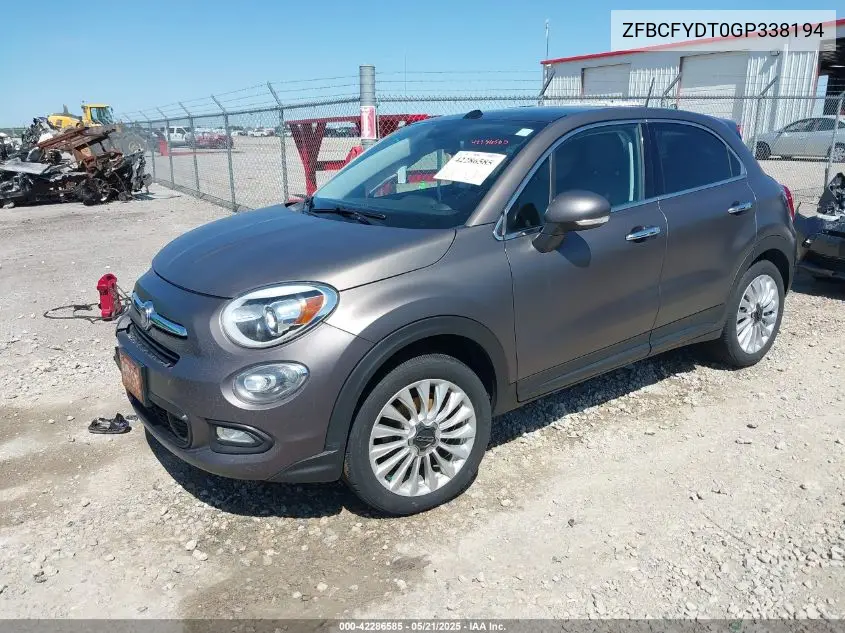2016 Fiat 500X Lounge VIN: ZFBCFYDT0GP338194 Lot: 42286585