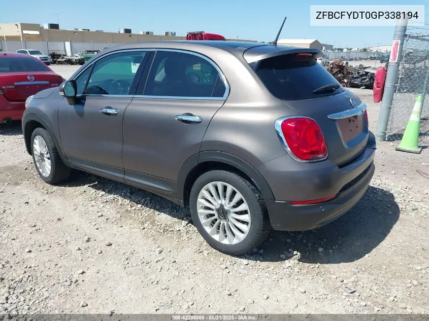 2016 Fiat 500X Lounge VIN: ZFBCFYDT0GP338194 Lot: 42286585