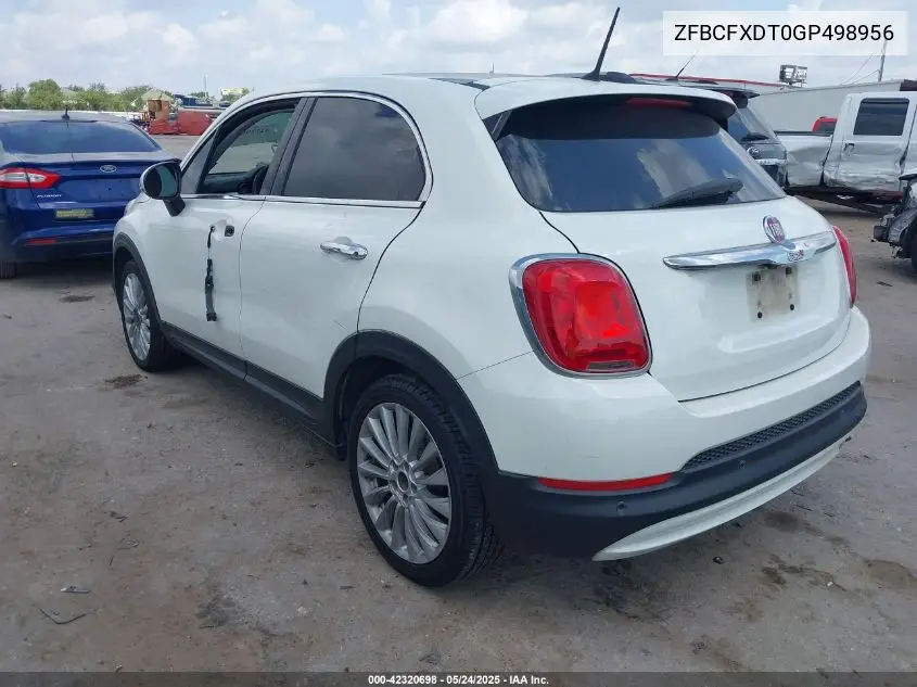 2016 Fiat 500X Lounge VIN: ZFBCFXDT0GP498956 Lot: 42320698