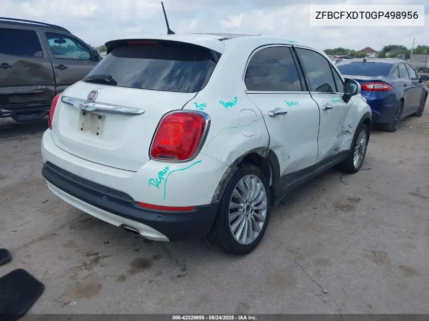 2016 Fiat 500X Lounge VIN: ZFBCFXDT0GP498956 Lot: 42320698