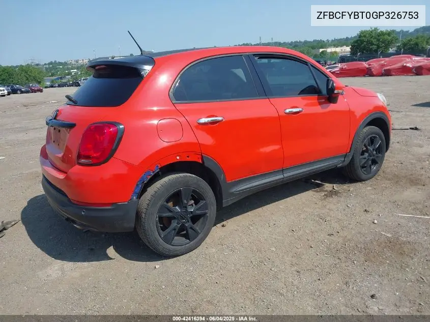 2016 Fiat 500X Easy VIN: ZFBCFYBT0GP326753 Lot: 42416394