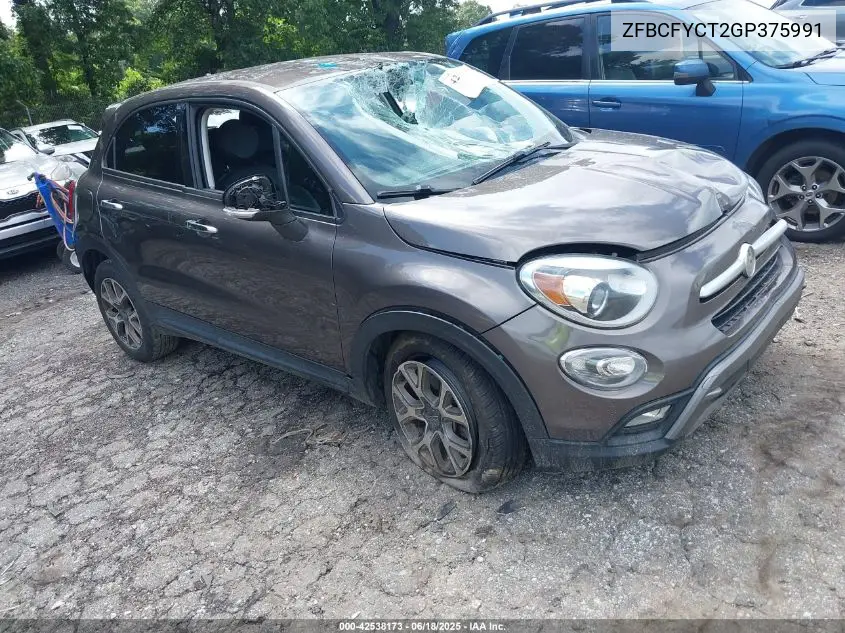 2016 Fiat 500X Trekking VIN: ZFBCFYCT2GP375991 Lot: 42538173