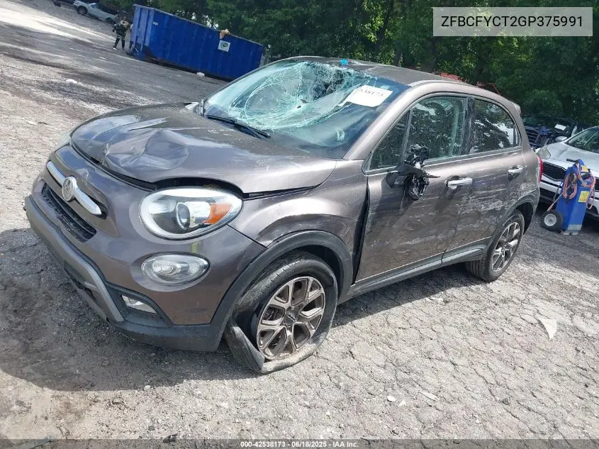 2016 Fiat 500X Trekking VIN: ZFBCFYCT2GP375991 Lot: 42538173