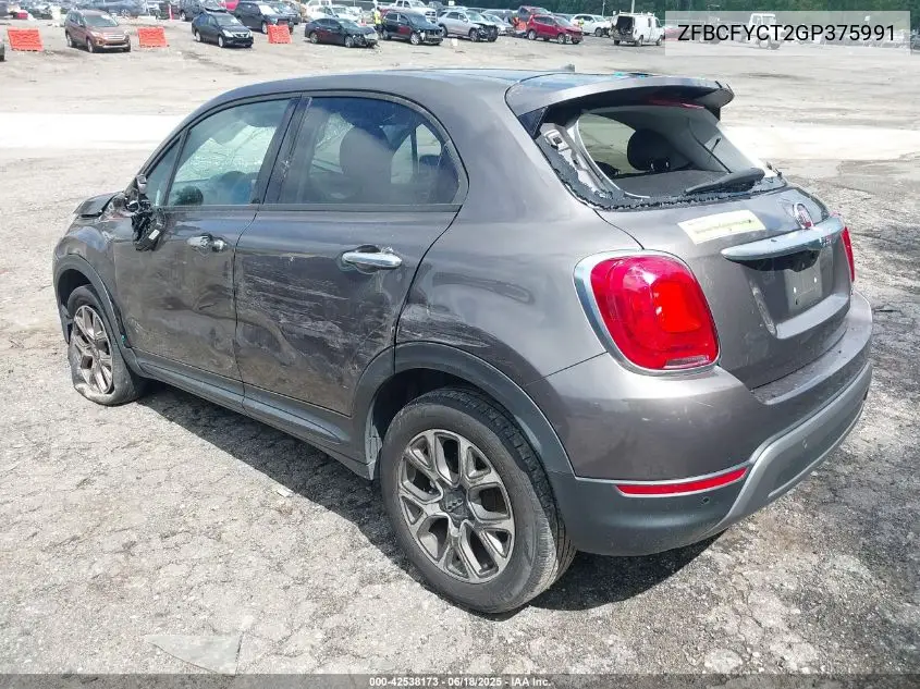 2016 Fiat 500X Trekking VIN: ZFBCFYCT2GP375991 Lot: 42538173