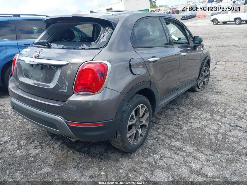 2016 Fiat 500X Trekking VIN: ZFBCFYCT2GP375991 Lot: 42538173