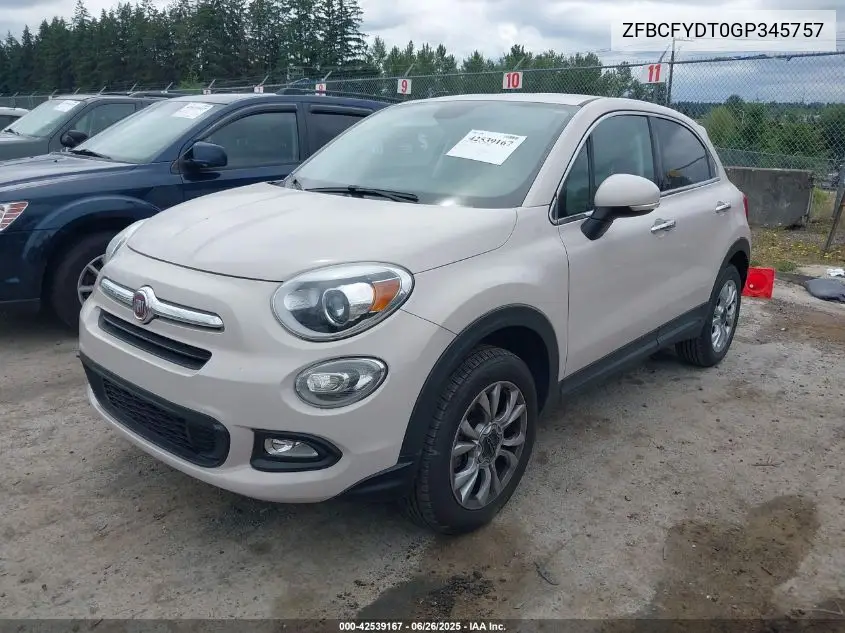 2016 Fiat 500X Lounge VIN: ZFBCFYDT0GP345757 Lot: 42539167