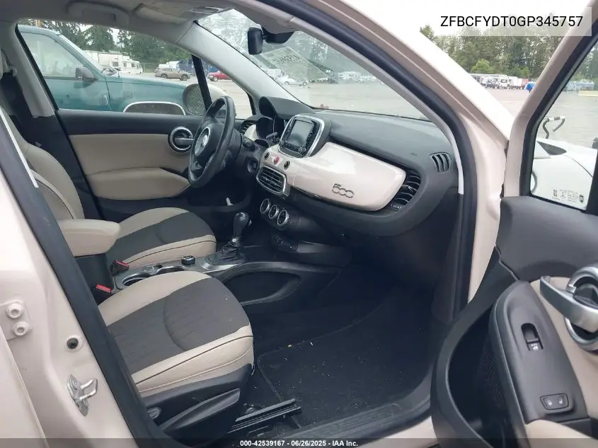 2016 Fiat 500X Lounge VIN: ZFBCFYDT0GP345757 Lot: 42539167