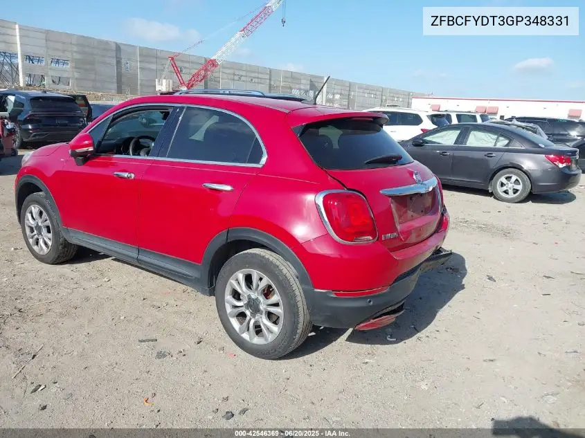2016 Fiat 500X Lounge VIN: ZFBCFYDT3GP348331 Lot: 42546369