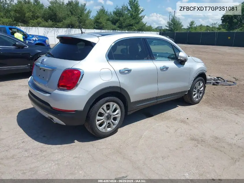 2016 Fiat 500X Lounge VIN: ZFBCFXDT7GP351081 Lot: 42574524