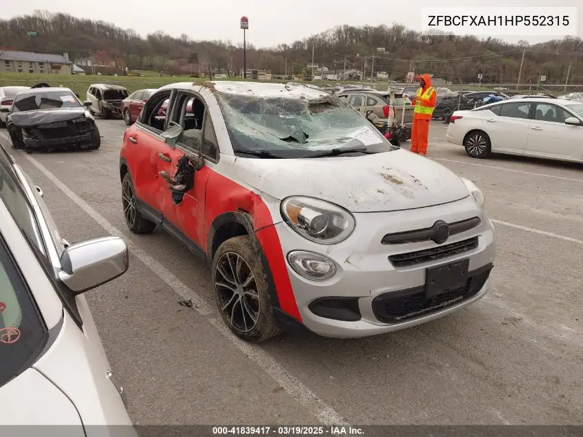 2017 Fiat 500X Pop Fwd VIN: ZFBCFXAH1HP552315 Lot: 41839417