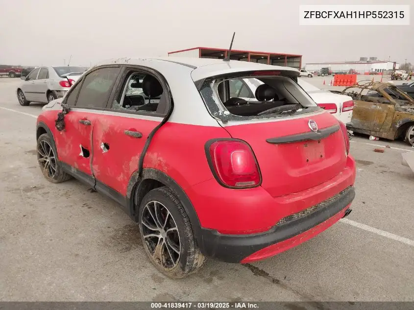 2017 Fiat 500X Pop Fwd VIN: ZFBCFXAH1HP552315 Lot: 41839417
