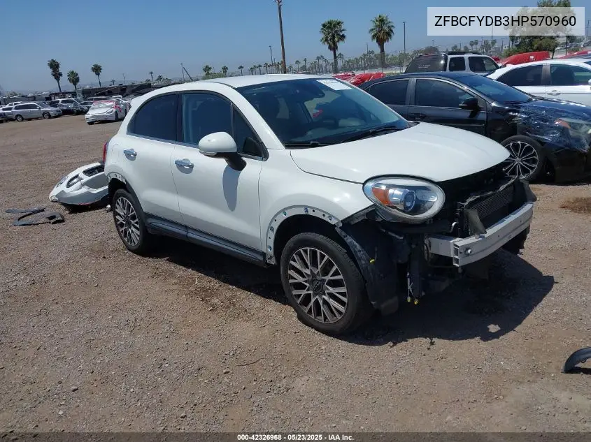 2017 Fiat 500X Lounge Awd VIN: ZFBCFYDB3HP570960 Lot: 42326968