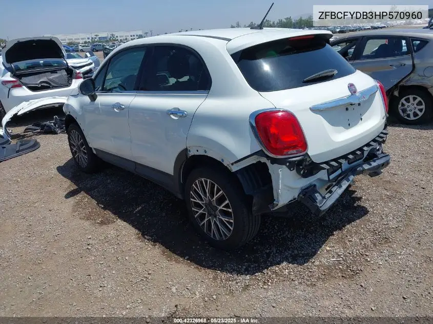 2017 Fiat 500X Lounge Awd VIN: ZFBCFYDB3HP570960 Lot: 42326968