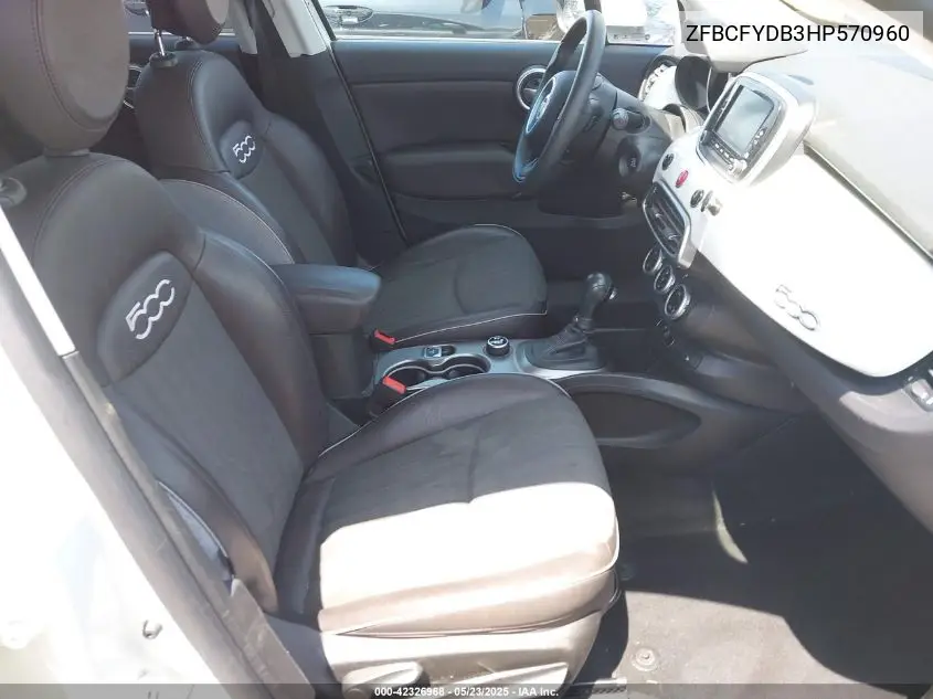 2017 Fiat 500X Lounge Awd VIN: ZFBCFYDB3HP570960 Lot: 42326968