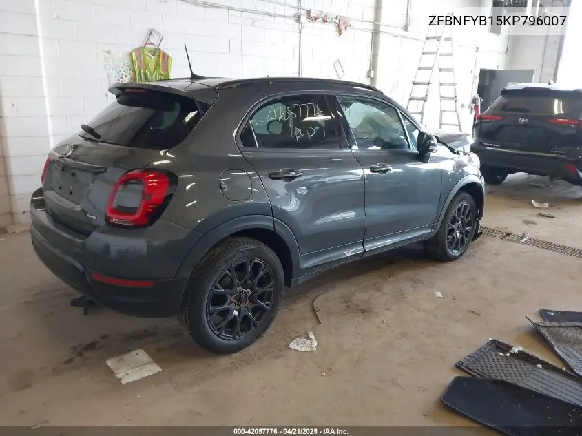 2019 Fiat 500X Urbana Awd VIN: ZFBNFYB15KP796007 Lot: 42057776