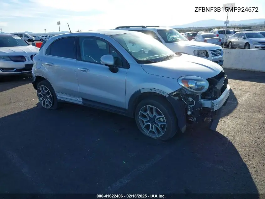 2021 Fiat 500X Trekking Awd VIN: ZFBNF3B15MP924672 Lot: 41622406