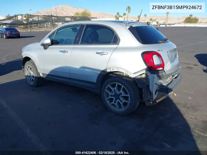 2021 Fiat 500X Trekking Awd VIN: ZFBNF3B15MP924672 Lot: 41622406