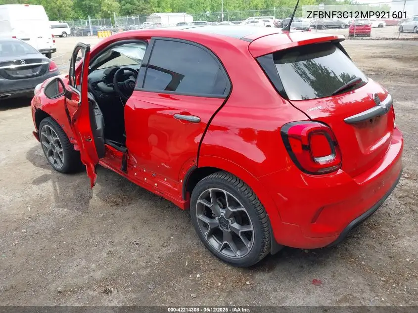 2021 Fiat 500X Sport Awd VIN: ZFBNF3C12MP921601 Lot: 42214308