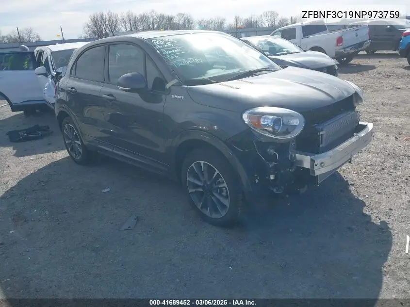 2022 Fiat 500X Sport Awd VIN: ZFBNF3C19NP973759 Lot: 41689452