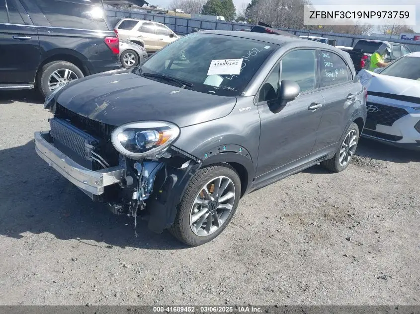 2022 Fiat 500X Sport Awd VIN: ZFBNF3C19NP973759 Lot: 41689452