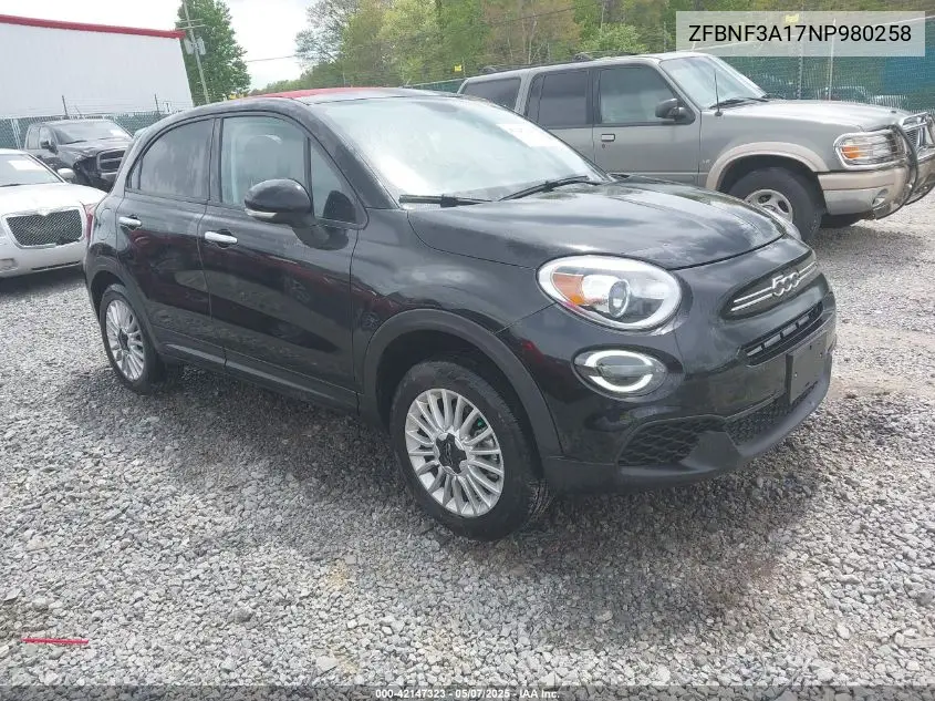 2022 Fiat 500X Pop Awd VIN: ZFBNF3A17NP980258 Lot: 42147323
