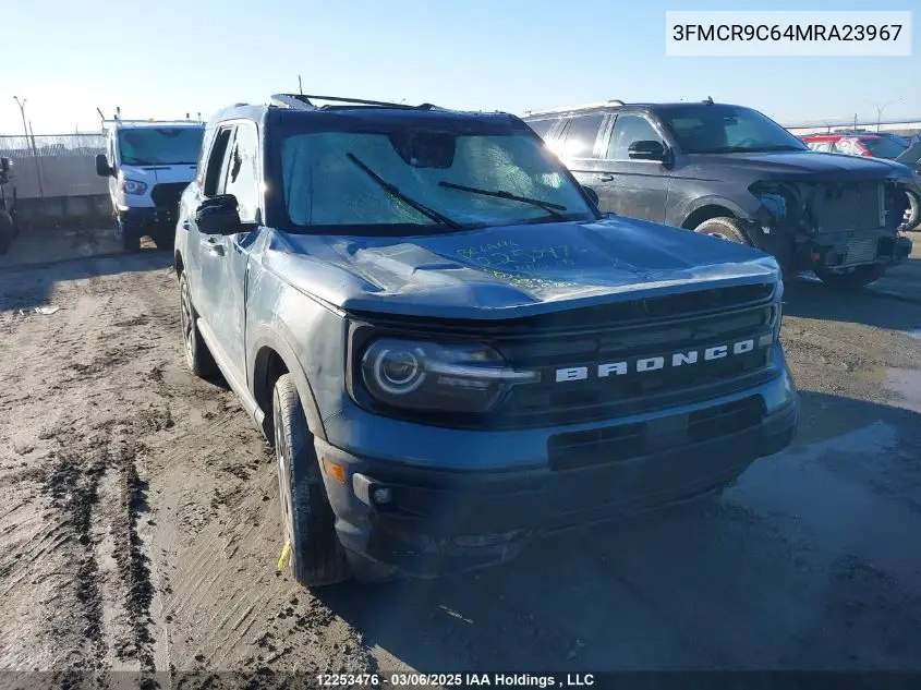 2021 Ford Bronco Sport Outer Banks VIN: 3FMCR9C64MRA23967 Lot: 12253476