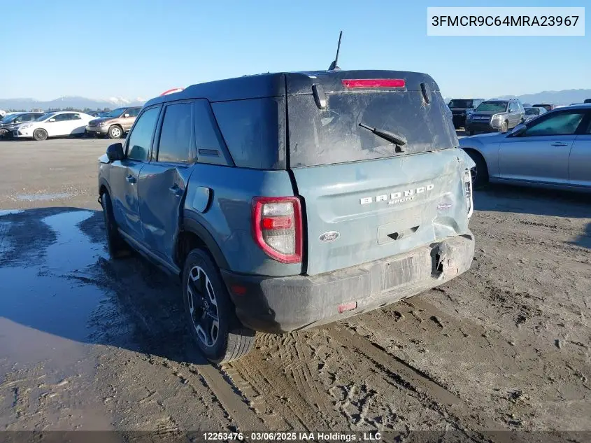 2021 Ford Bronco Sport Outer Banks VIN: 3FMCR9C64MRA23967 Lot: 12253476